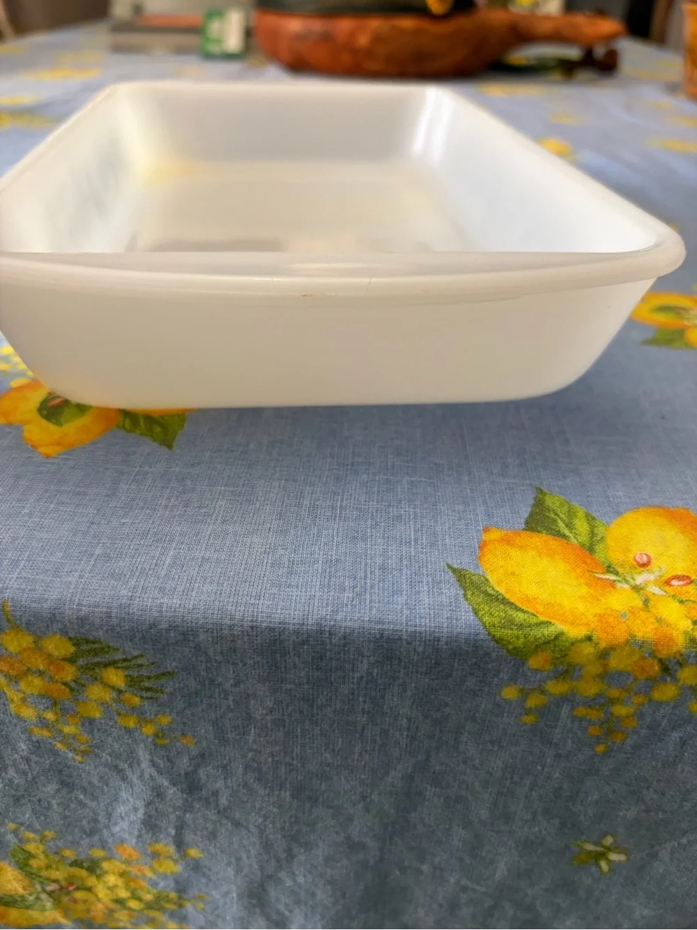Cream Rectangular Bakeware Dish with Curriers Ives Motif